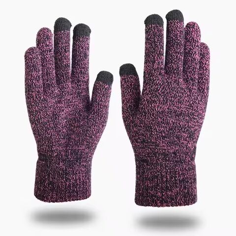 Gants d'hiver chauds universels en tricot 100 % laine avec logo personnalisé pour hommes et femmes, gants rétro d'équitation en plein air avec écran tactile