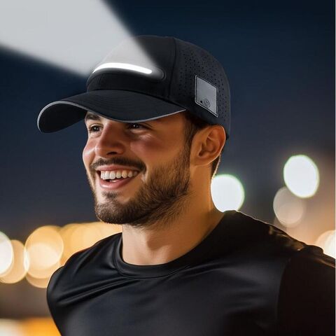Chapeau Lumineux LED avec Bande Lumineuse, Éclairage Nocturne Puissant, Lampe Solaire - Idéal pour l'Extérieur