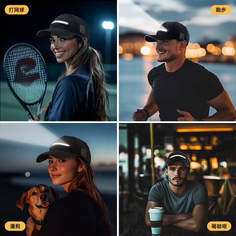 Chapeau Lumineux LED avec Bande Lumineuse, Éclairage Nocturne Puissant, Lampe Solaire - Idéal pour l'Extérieur