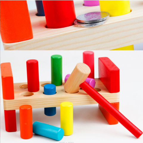 Table de jeu éducative pour enfants 'Whack-a-Mole', banc à marteler en bois avec maillet, jouet d'éveil pour enfants.