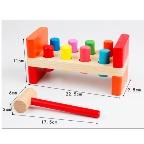 Table de jeu éducative pour enfants 'Whack-a-Mole', banc à marteler en bois avec maillet, jouet d'éveil pour enfants.