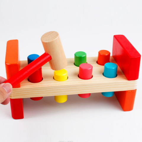 Table de jeu éducative pour enfants 'Whack-a-Mole', banc à marteler en bois avec maillet, jouet d'éveil pour enfants.