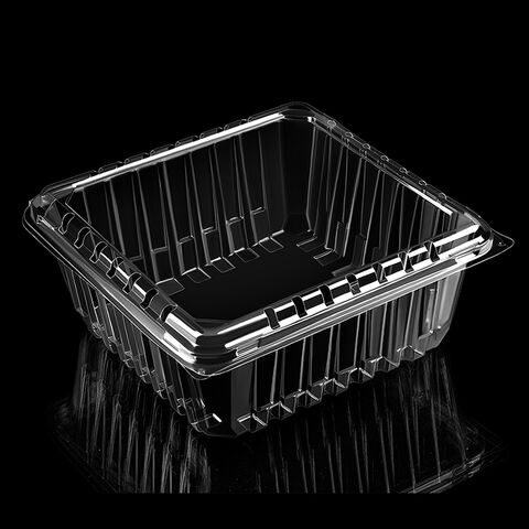 Kotak plastik sekali pakai untuk buah, wadah clamshell plastik PET untuk tomat ceri, wadah clamshell berengsel