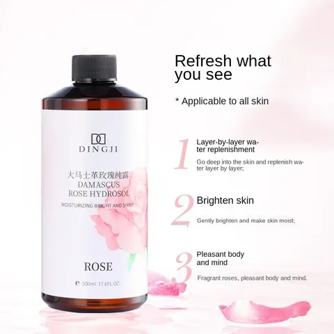 Hydrolat d'Extrait de Rose 100% Pur : Tonique Facial Lissant, Hydratant, Éclaircissant pour Soin de la Peau - Spray Tonique Visage