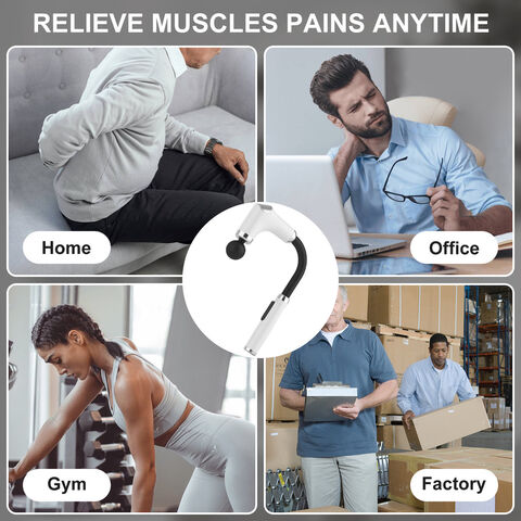 Pistol Pijat dengan Pegangan Panjang untuk Punggung, Alat Pijat Pereda Nyeri, Pistol Pijat Perkusi Genggam Jaringan Dalam dengan 4 Kepala Pijat