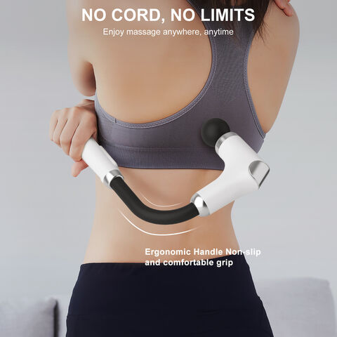 Pistol Pijat dengan Pegangan Panjang untuk Punggung, Alat Pijat Pereda Nyeri, Pistol Pijat Perkusi Genggam Jaringan Dalam dengan 4 Kepala Pijat