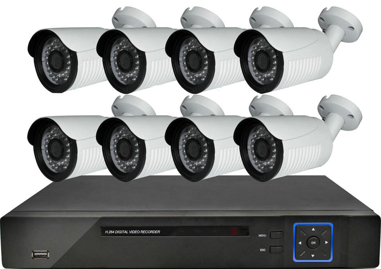 Factory Price 2mp/5mp/8mp 8ch Cctv Kits With 8pcs Metal Ir Bullet ...