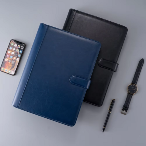Carpeta Portafolio de Cuero con Calculadora, Organizador A4 de Cuero para Negocios con Cierre Magnético