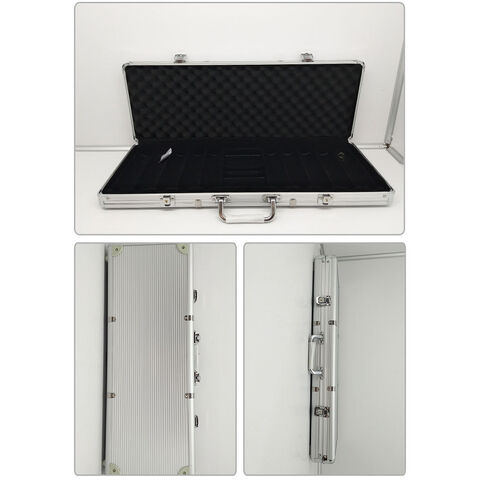 Boîte à copeaux en aluminium, ABS, argent/noir, coins arrondis, boîte à copeaux portable, boîte à outils en alliage d'aluminium