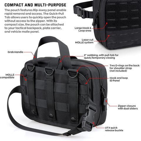 Pochette Médicale Tactique Molle - Taille Améliorée, Grande Capacité IFAK avec Détachement Rapide et Montage sur Appui-Tête, Inclus