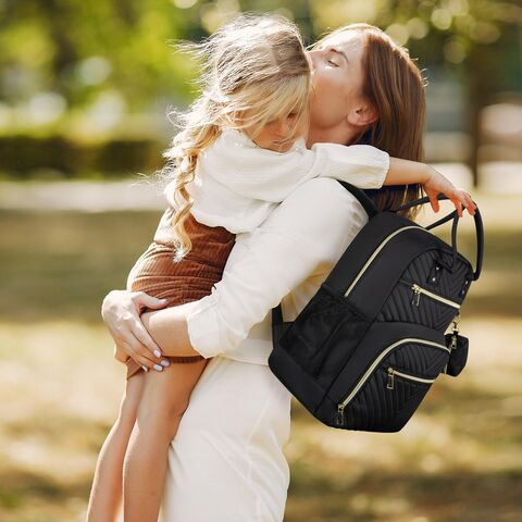 Mochila de Fraldas,Bolsa de Fraldas para Bebê com Estojo para Chupeta,Mochila de Viagem Multiusos Elegante de Grande Capacidade para Bebê