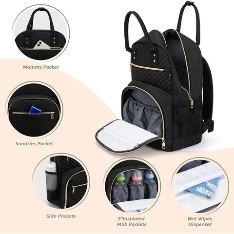 Mochila de Fraldas,Bolsa de Fraldas para Bebê com Estojo para Chupeta,Mochila de Viagem Multiusos Elegante de Grande Capacidade para Bebê