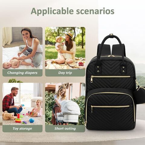 Mochila de Fraldas,Bolsa de Fraldas para Bebê com Estojo para Chupeta,Mochila de Viagem Multiusos Elegante de Grande Capacidade para Bebê