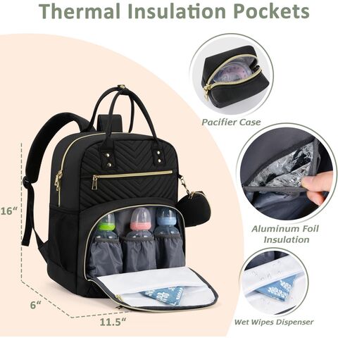 Mochila de Fraldas,Bolsa de Fraldas para Bebê com Estojo para Chupeta,Mochila de Viagem Multiusos Elegante de Grande Capacidade para Bebê
