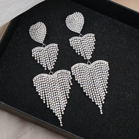 SISSLIA Vente Chaude Mode Nuptiale Bijoux de Mariage Lustre Déclaration Strass Gland Boucles D'oreilles Luxe Cristal