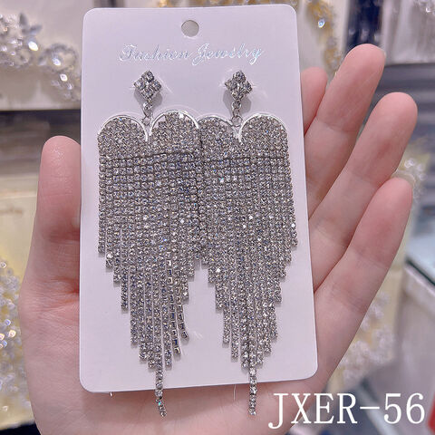 SISSLIA Vente Chaude Mode Nuptiale Bijoux de Mariage Lustre Déclaration Strass Gland Boucles D'oreilles Luxe Cristal
