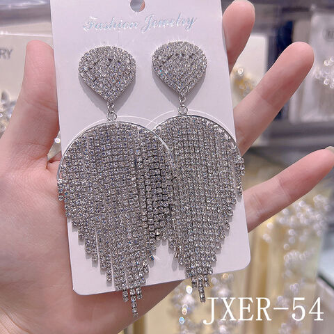 SISSLIA Vente Chaude Mode Nuptiale Bijoux de Mariage Lustre Déclaration Strass Gland Boucles D'oreilles Luxe Cristal