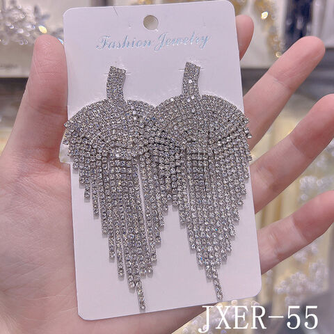 SISSLIA Vente Chaude Mode Nuptiale Bijoux de Mariage Lustre Déclaration Strass Gland Boucles D'oreilles Luxe Cristal