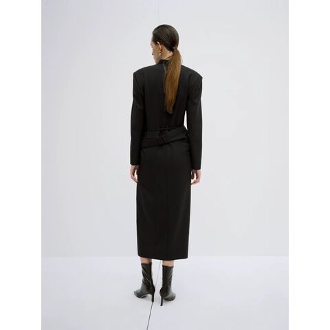 طقم بدلة نسائية فاخرة مصممة خصيصًا، فستان رسمي طويل وعصري بفتحة جانبية
