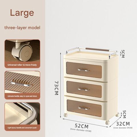 Organizador de Almacenamiento Multicapa Transparente con Cajones, Gran Capacidad, Mesitas de Noche Portátiles, Tamaño Grande para Dormitorio
