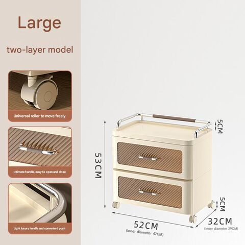 Organizador de Almacenamiento Multicapa Transparente con Cajones, Gran Capacidad, Mesitas de Noche Portátiles, Tamaño Grande para Dormitorio