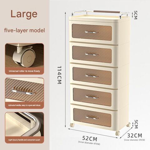 Organizador de Almacenamiento Multicapa Transparente con Cajones, Gran Capacidad, Mesitas de Noche Portátiles, Tamaño Grande para Dormitorio