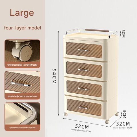 Organizador de Almacenamiento Multicapa Transparente con Cajones, Gran Capacidad, Mesitas de Noche Portátiles, Tamaño Grande para Dormitorio