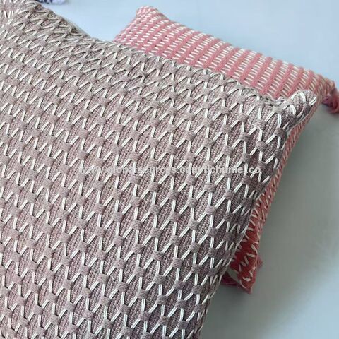 Funda de cojín al por mayor de fábrica, color sólido, tejido de lona con patrón de rombos y borlas decorativas para hogar y oficina