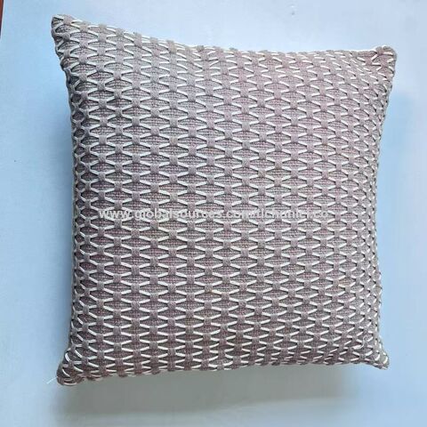 Funda de cojín al por mayor de fábrica, color sólido, tejido de lona con patrón de rombos y borlas decorativas para hogar y oficina