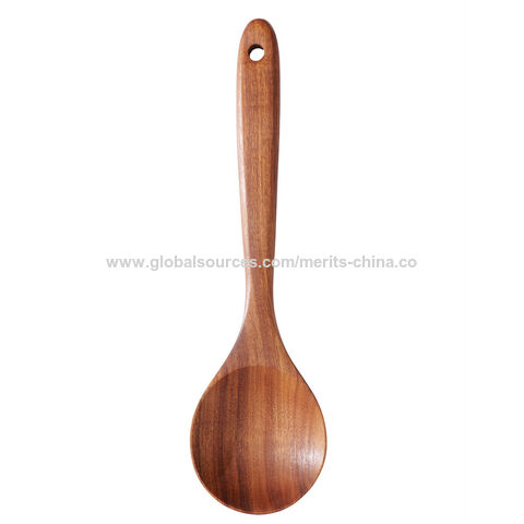 Juego de 5 cucharas de madera con soporte para cocinar, utensilios de cocina de madera, juego de espátula, volteador, espumadera y cuchara ranurada no tóxicos