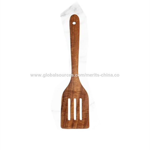 Juego de 5 cucharas de madera con soporte para cocinar, utensilios de cocina de madera, juego de espátula, volteador, espumadera y cuchara ranurada no tóxicos