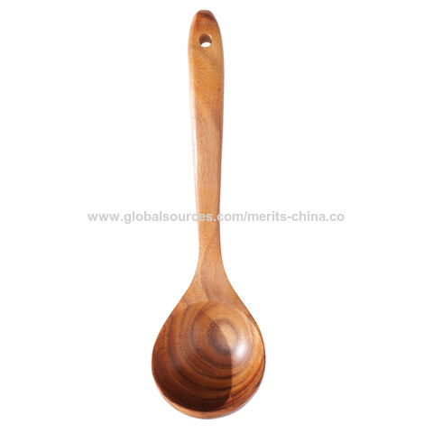 Juego de 5 cucharas de madera con soporte para cocinar, utensilios de cocina de madera, juego de espátula, volteador, espumadera y cuchara ranurada no tóxicos