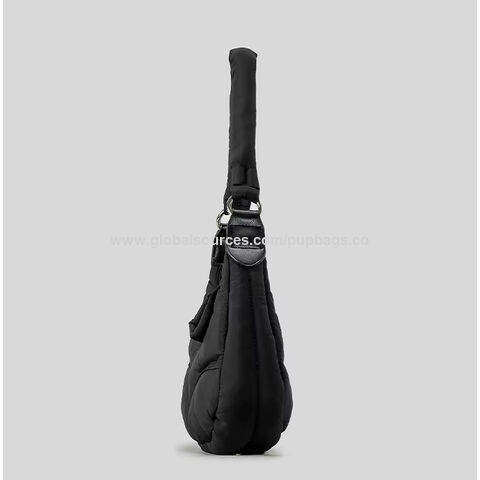 Bolsa de ombro de poliéster de nylon reciclado, bolsa de mão meia-lua, bolsa de ombro puffer feminina