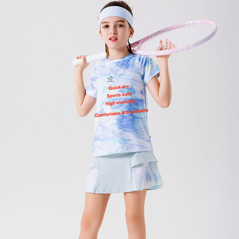 Niños personalizados de secado rápido camiseta falda uniformes de tenis con bragas de seguridad 2 piezas conjunto correr fitness yoga niñas ropa deportiva