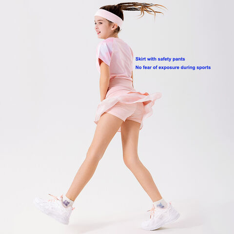 Niños personalizados de secado rápido camiseta falda uniformes de tenis con bragas de seguridad 2 piezas conjunto correr fitness yoga niñas ropa deportiva