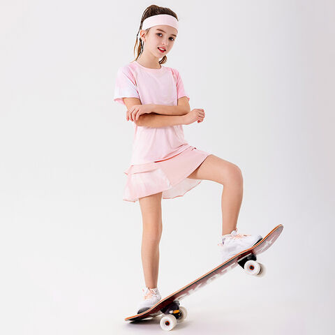 Niños personalizados de secado rápido camiseta falda uniformes de tenis con bragas de seguridad 2 piezas conjunto correr fitness yoga niñas ropa deportiva