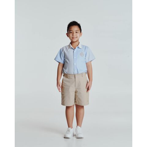 Vietnamesischer Hersteller Großhandel Unisex Kinderhemd Gestreiftes Umlegekragen Knopf Stickerei Hemd / Hemd für Herren / Kinderhemd - A002