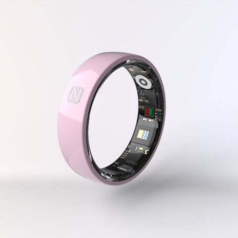 Bague Connectée Intelligente Bluetooth Rose en Céramique Tendance avec Contrôle Gestuel KQ8 pour Suivi de Santé et Moniteur de Fréquence Cardiaque