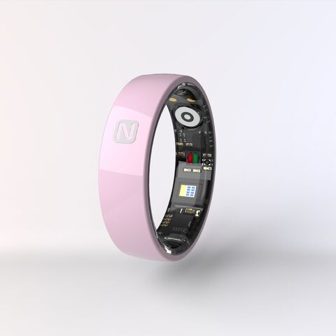 Bague Connectée Intelligente Bluetooth Rose en Céramique Tendance avec Contrôle Gestuel KQ8 pour Suivi de Santé et Moniteur de Fréquence Cardiaque