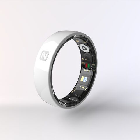 Bague Connectée Intelligente Bluetooth Rose en Céramique Tendance avec Contrôle Gestuel KQ8 pour Suivi de Santé et Moniteur de Fréquence Cardiaque