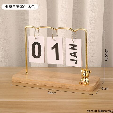 Calendario Perpetuo de Madera Moderno para Decoración del Hogar y Oficina, con Diseño de Fecha y Mes, Ideal para Escritorio y Agenda