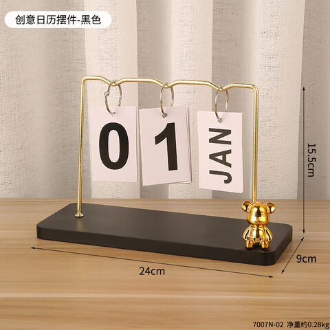 Calendario Perpetuo de Madera Moderno para Decoración del Hogar y Oficina, con Diseño de Fecha y Mes, Ideal para Escritorio y Agenda