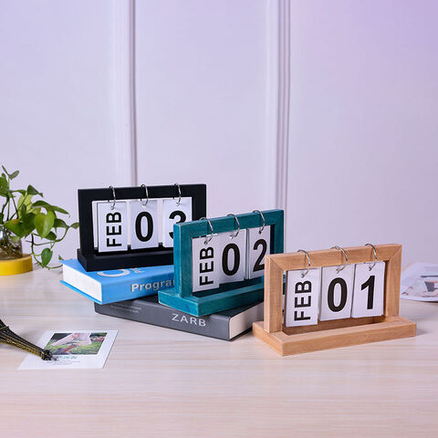Calendario Perpetuo de Madera Moderno para Decoración del Hogar y Oficina, con Diseño de Fecha y Mes, Ideal para Escritorio y Agenda