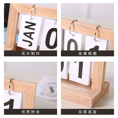 Calendario Perpetuo de Madera Moderno para Decoración del Hogar y Oficina, con Diseño de Fecha y Mes, Ideal para Escritorio y Agenda