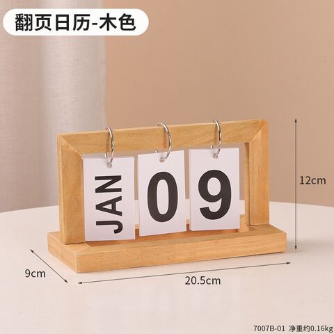 Calendario Perpetuo de Madera Moderno para Decoración del Hogar y Oficina, con Diseño de Fecha y Mes, Ideal para Escritorio y Agenda