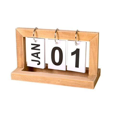 Calendario Perpetuo de Madera Moderno para Decoración del Hogar y Oficina, con Diseño de Fecha y Mes, Ideal para Escritorio y Agenda