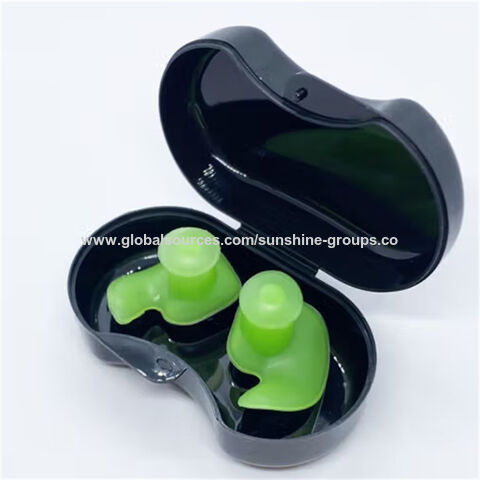 Tapones para oídos de natación, tapones de silicona impermeables en espiral, clip nasal, set en caja negra, tapones para dormir y reducir el ruido