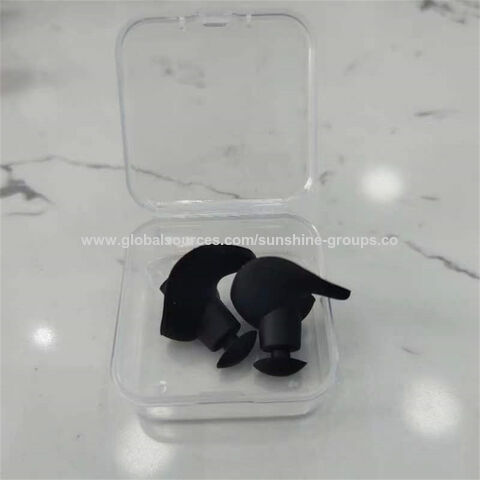 Tapones para oídos de natación, tapones de silicona impermeables en espiral, clip nasal, set en caja negra, tapones para dormir y reducir el ruido