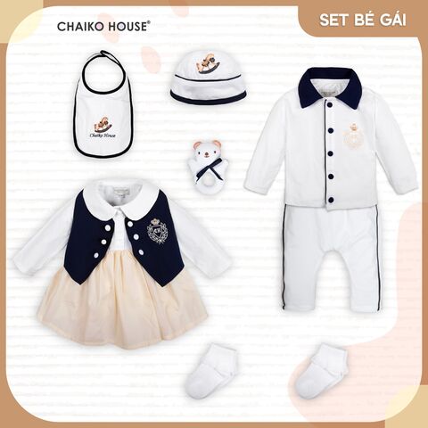 Ensemble Cadeau 5 Pièces 100% Coton pour Nouveau-né/Bébé Fabriqué au Vietnam - Vêtements/Ensembles de Vêtements pour Bébés - Ensemble Fille Nouveau-né