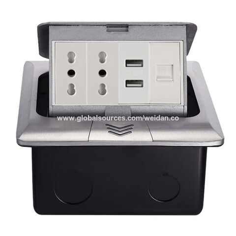 Soquete de piso térreo Bounce-up, tomada 2xItaly 2xUSB A 1 USB TIPO C, estrutura de alumínio